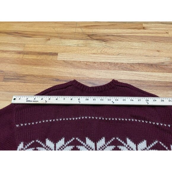 Abercrombie & Fitch Men's L 100% Wool Red Fair Isle Nordic Sweater Vintage Y2k - Picture 6 of 8